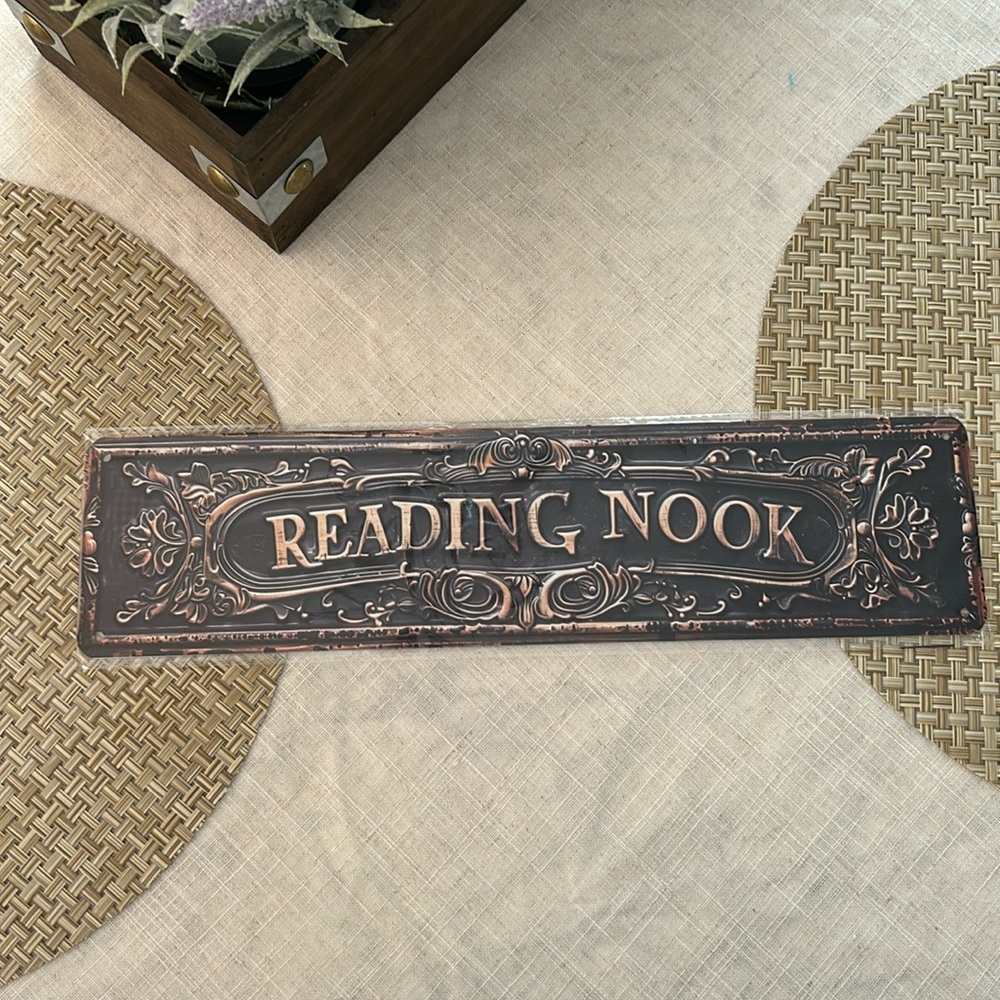 Metal reading nook sign, library decor, bookworm gift, avid reader sign
